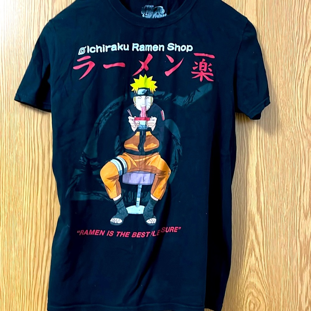 Naruto Ichiraku Ramen Shop Anime Manga T-Shirt Men's Medium M Short Sleeve Black